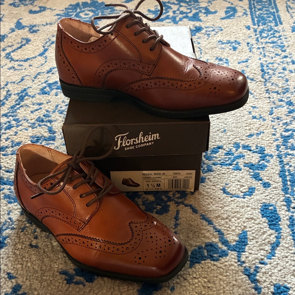 Florsheim Boy's Brown Leather Wingtip Oxford Shoes